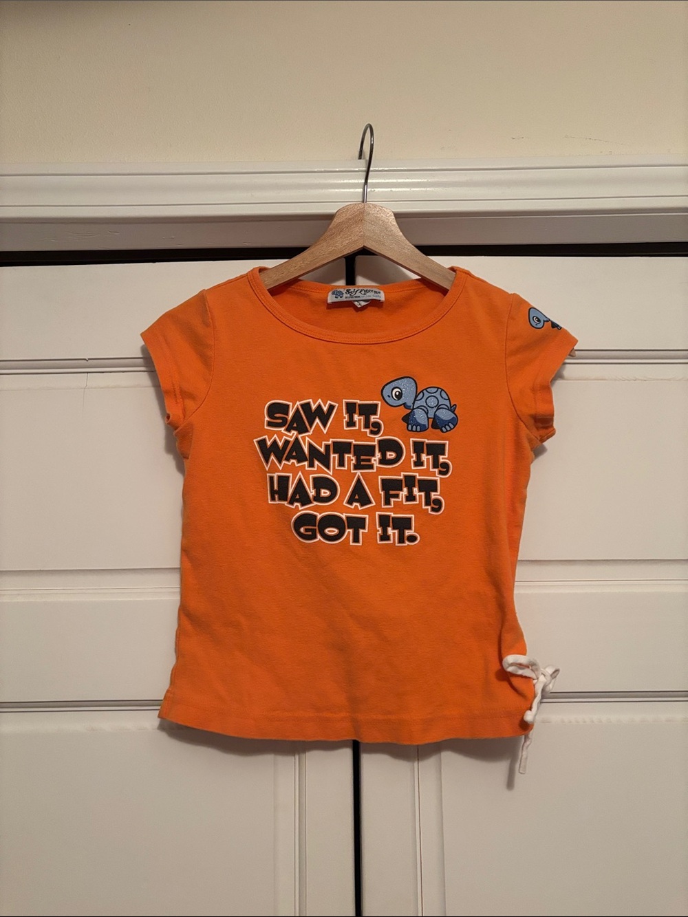 Self Esteem Orange Graphic Tee with Turtle Accent